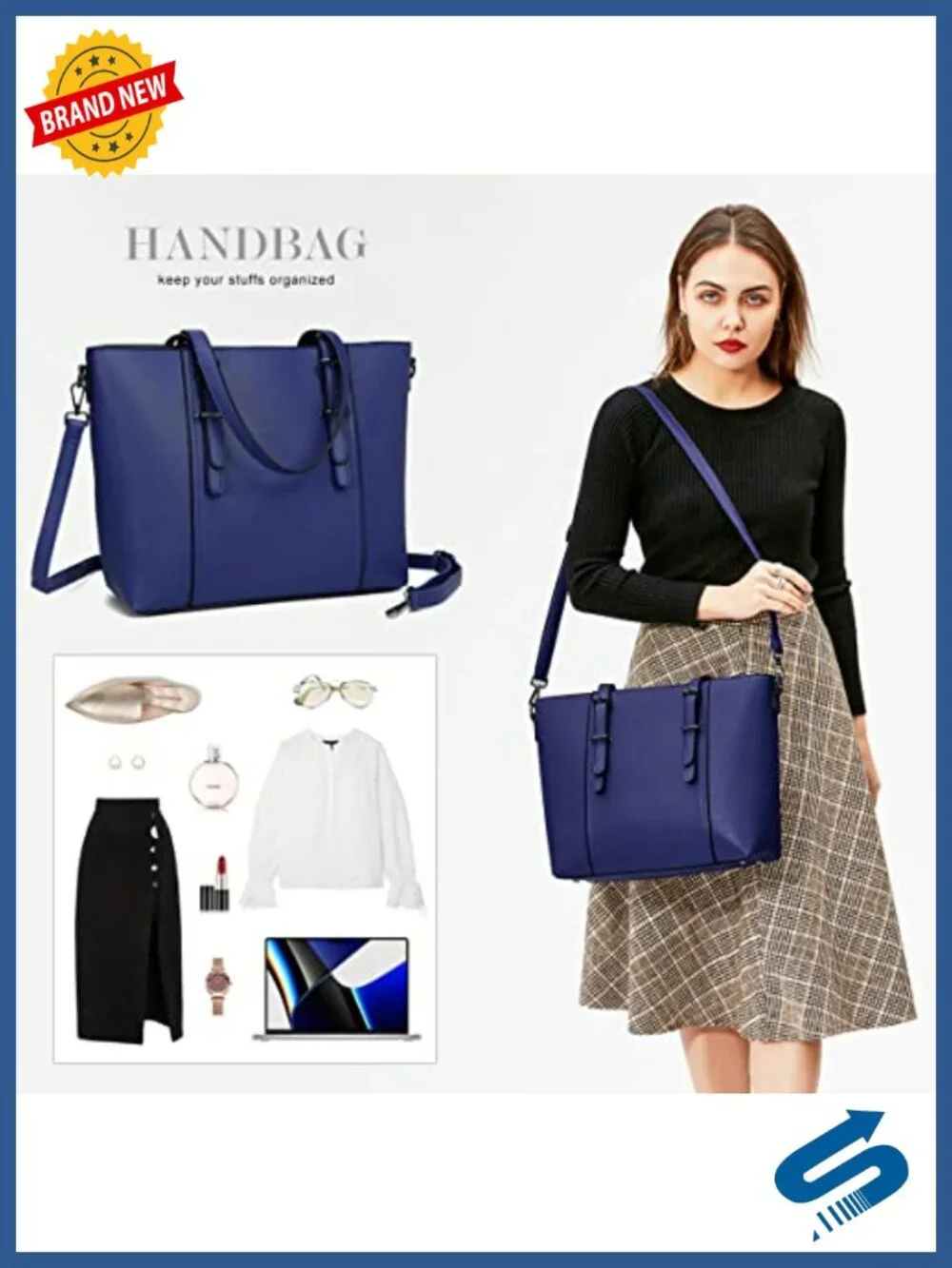 Faux Leather Satchel Handbag with Adjustable Crossbody Strap